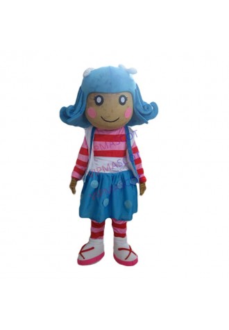 Latest high quality Blue hair girl with curly hair mascot costume blue adult  costume Holiday special clothing