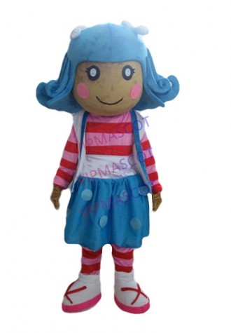 Latest high quality Blue hair girl with curly hair mascot costume blue adult  costume Holiday special clothing