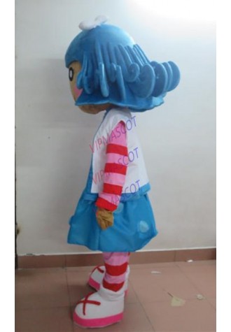 Latest high quality Blue hair girl with curly hair mascot costume blue adult  costume Holiday special clothing