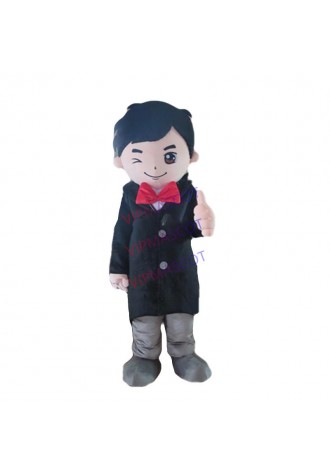 Hot sale Black Suit Boy Mascot Costume adult Fancy Dress Charactor mascot costume