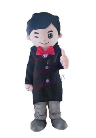 Hot sale Black Suit Boy Mascot Costume adult Fancy Dress Charactor mascot costume