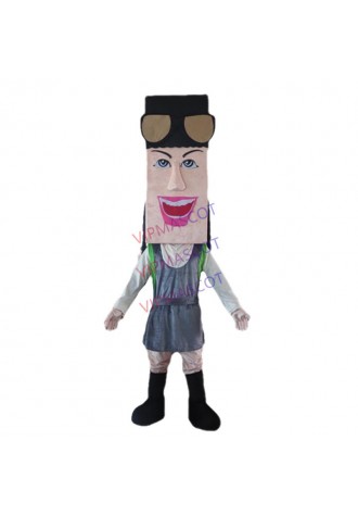 Latest high quality Pretty Red Girl Mascot Costume   Young Girl Maid Adult With Long Black Braid Big Eyes Party special clothing