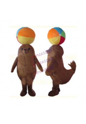 Cute Sea Lion With Ball Mascot Costume Adult Cartoon Character Circus Anime Cosply Costume Carnival Fancy Dress Mascotte1928