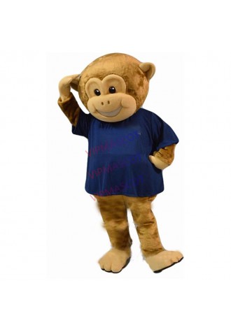monkey mascot costume wholesale hot sale adult size newly custom blue t-shirt monkey boy theme school sport costumes 2793