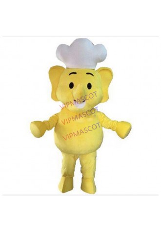 elephant chef mascot costume yellow elephant chef custom cartoon character cosplay adult size carnival costume 3401