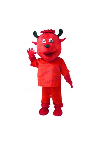 Custom red devil cow mascot costume wholesale for adult man anime cartoon AD cheap costumes carnival fancy dress suit 3425