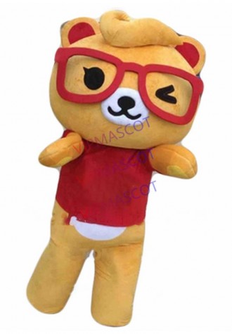 glasses bear mascot costume yellow bear custom adult size cartoon character cosplay carnival costume 3325