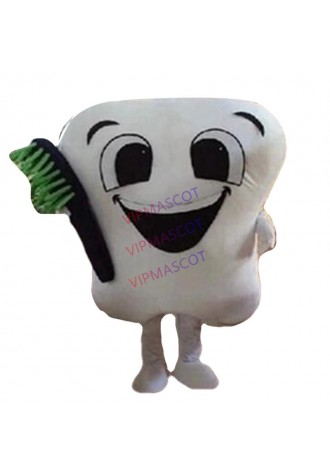 High Quality Tooth Mascot Costume Adult Size With Green Toothbrush Free Shipping For Festival advertising Mascot Costume