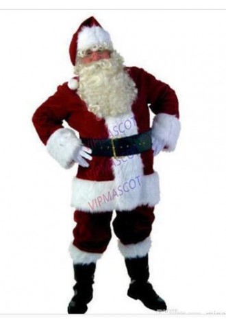 Adult Luxury Velvet Santa Claus Costume Christmas Party Costume Apparel Suit For Men Factory Direct Sale Mascot Costume