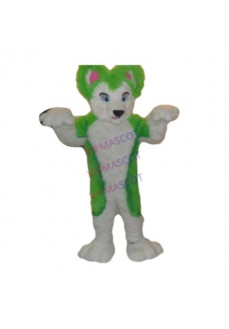 Can be washed with water High quality EVA Material Helmet Luxury Plush Simulation fur Green wolf Mascot Costumes 081