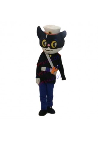 Can be washed with water High quality EVA Material Helmet Black cat sheriff Mascot Costumes Unisex cartoon Apparel 078