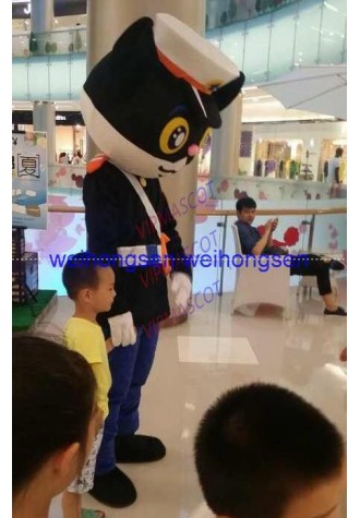 Can be washed with water High quality EVA Material Helmet Black cat sheriff Mascot Costumes Unisex cartoon Apparel 078