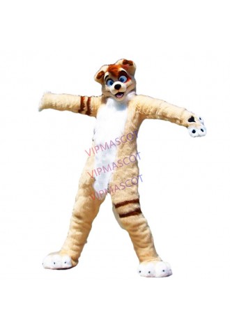 Can be washed with water High quality EVA Material Helmet Luxury Plush Simulation fur Khaki Wolf Mascot Costumes 087