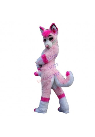 Factory direct Make EVA Material Helmet Pink Husky Wolf Mascot Costumes Cartoon Apparel Birthday party Masquerade 908