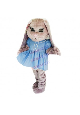 Hare Puppet Mascot Costumes grils Bunny mascot costume with dresses for Adult Size Christmas Carnival party event