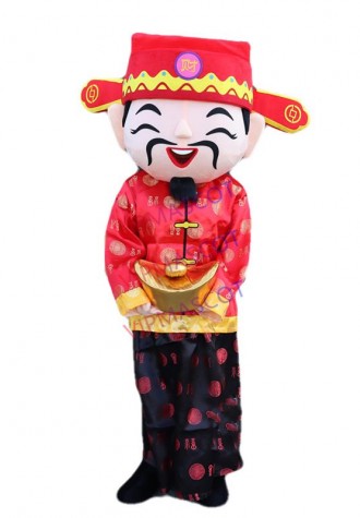 Chinese New Year God Of Fortune Costume for Adult Size God Of Wealth Mascot Costume New Year Cosplay Costumes