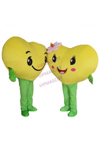 High Quality Yellow Heart Love Mascot Costume LOVE Heart Mascot Cosplay Costume Free Ship Can Add Logo Stage Performance Dress