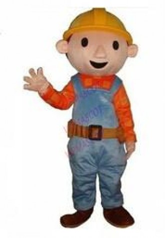 New Custom Bob The Builder Clothes Adult Mascot Costume Adult Size Fancy Dress for Halloween Party Free Shipping