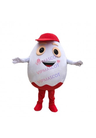 Customise White Egg Mascot White Egg Mascot Costumes with Red Hat Halloween Mascot Costumes for Sale Free Shipping
