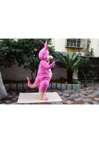 Pink Kangaroo Mascot Costume Adult Cartoon Character Outfit Suit Holiday Party Appreciation Banquet Mascot Apparel