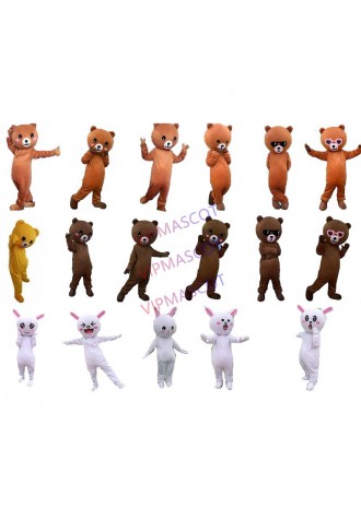 Funny expression bear Mascot Costume Fancy Dress Suit Cartoon Birthday Cosplay party performance props Chase the mascot costume