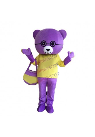 Factory direct happy purple bear mascot clothing party game clothing show advertising props role-playing adult clothing 1032