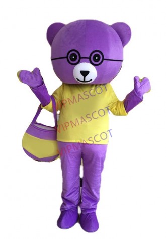 Factory direct happy purple bear mascot clothing party game clothing show advertising props role-playing adult clothing 1032