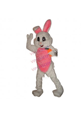 mascot Pink White Easter Bunny Rabbit Mascot Costume Adult Size Easter Holiday Carrot Bunny Mascotte Outfit Suit