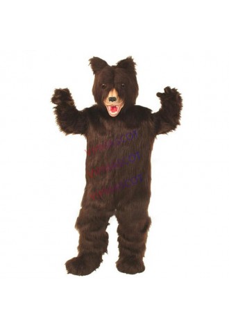 mascot Long Fur Dark Brown Grizzly Bear Mascot Costume Adult Size Mascotte Outfit Suit Party Carnival Fancy Dress FREE SHI
