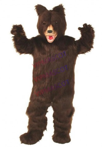 mascot Long Fur Dark Brown Grizzly Bear Mascot Costume Adult Size Mascotte Outfit Suit Party Carnival Fancy Dress FREE SHI