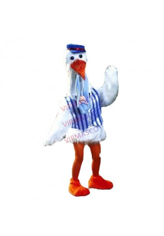 mascot High Quality White Stork Mascot Costume with Baby Gift Adult Size Professional Mother and Baby Advertising Mascotte