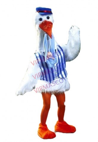 mascot High Quality White Stork Mascot Costume with Baby Gift Adult Size Professional Mother and Baby Advertising Mascotte