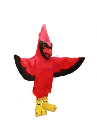mascot Long Hair Plush Material Red Parrot Cardinal Mascot Costume Adult Size Birds  Outfit Suit Fancy Dress Stage Props
