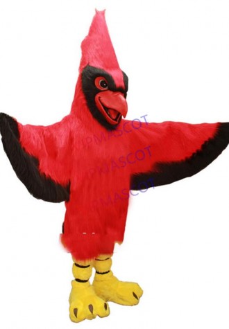 mascot Long Hair Plush Material Red Parrot Cardinal Mascot Costume Adult Size Birds  Outfit Suit Fancy Dress Stage Props