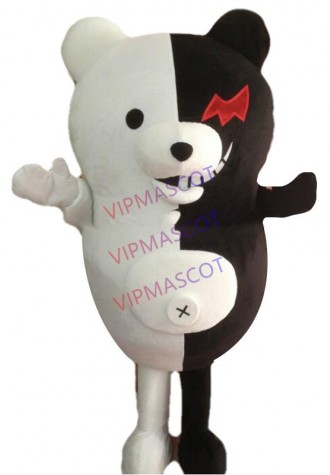 Free shipping Halloween Outfit Costumes suit Black and white bear cartoon mascot costume for adults show