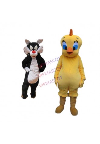 Cute Cartoon Character Adult Tweety and Sylvester Dress cosplay Halloween  Party Costume
