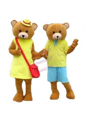 2014Custom made Cartoon Character Adult Classic Brother and sister Teddy Bear Fancy Dress cosplay Halloween  Party Costume