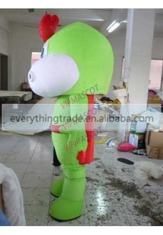 Hot selling Cute Adult cartoon lovely little green doll mascot costume suit fancy dress party costumes adult size