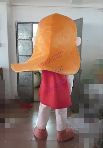 Cute Pink Lassock Young Little Girl Mascot Costume Adult Size Yellow Long Hairs Pink Bowknot Headdress Pink Pants