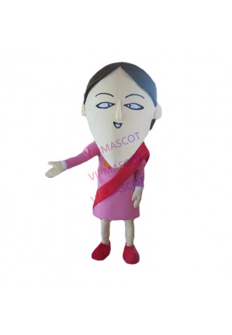 Hot sale pink girl Mascot Costume cartoon Adult Fancy Dress Party Halloween Costume