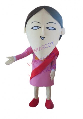Hot sale pink girl Mascot Costume cartoon Adult Fancy Dress Party Halloween Costume