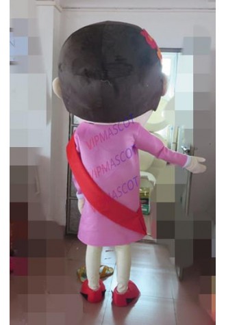 Hot sale pink girl Mascot Costume cartoon Adult Fancy Dress Party Halloween Costume