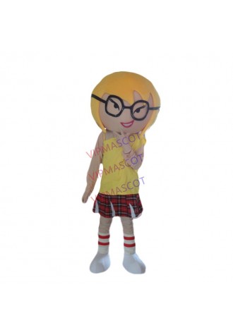 Latest high quality Attractive Girl with Glasses Mascot Costume Cartoon Character Mascot Outfit Suit Holiday special clothing