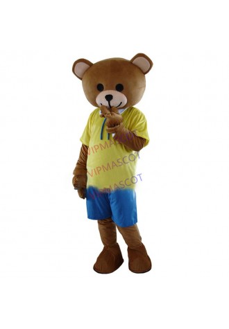 Teddy Bear In Shirt Shorts Adult Cartoon Mascot Costume