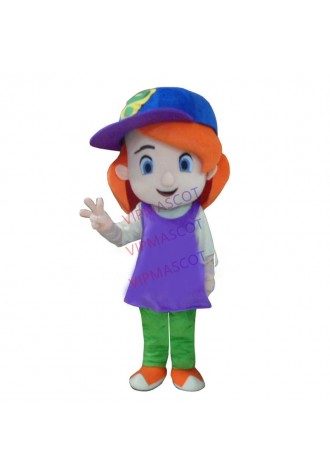 Free Shipping Baseball Girl Red Hair Plush Cartoon Character Costume
