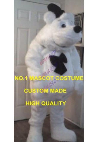 Long Hair Plush Polite Polar Bear Mascot Costume Adult White Bear Theme Anime Cosply Mascotte Fancy Dress Suit Kits 1811