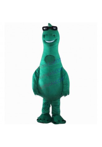 cool blue Dinosaur cartoon mascot costume with sunglasses adult size big dragon dino theme costumes carnival fancy dress 2631