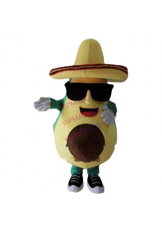 cool mexican avocado mascot costume with a big hat and sunglasses adult size cartoon fruit theme anime cosplay costumes 2592