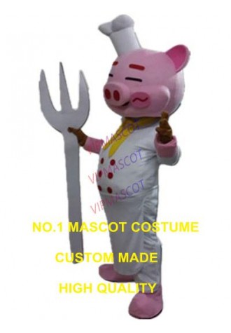 pig chef mascot costume cute pig custom adult size cartoon character cosplay carnival costume 3301