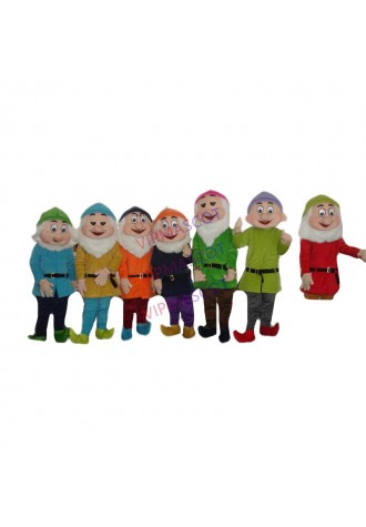 Seven Dwarfs Mascots Costumes  snow White Mascot Costume  Fancy Dress Outfit Halloween Mascot Costume Adult Size Free Shipping